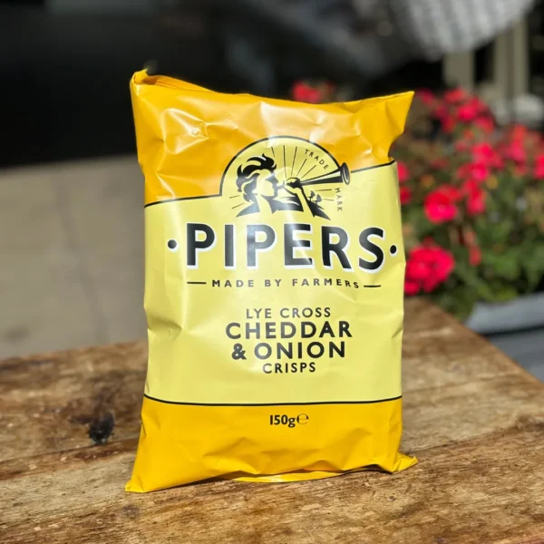 Pipers Cheddar & Onion Crisps 150G