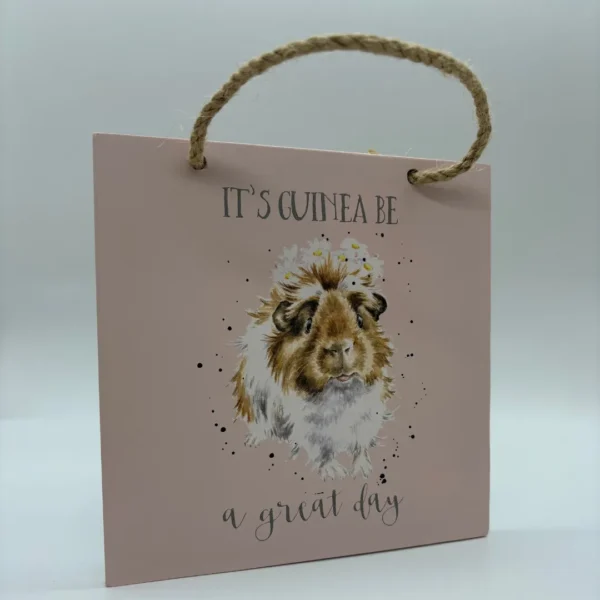 Wrendale Designs Guinea Pig Wooden Plaque Grinny Pig