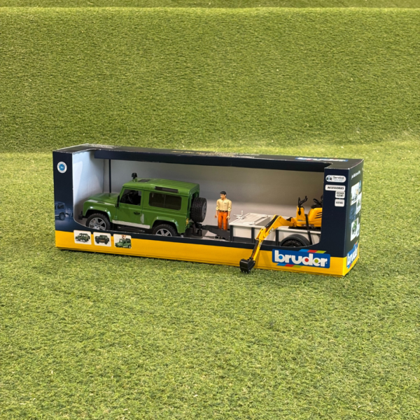 Bruder Landrover with Trailer and mini digger